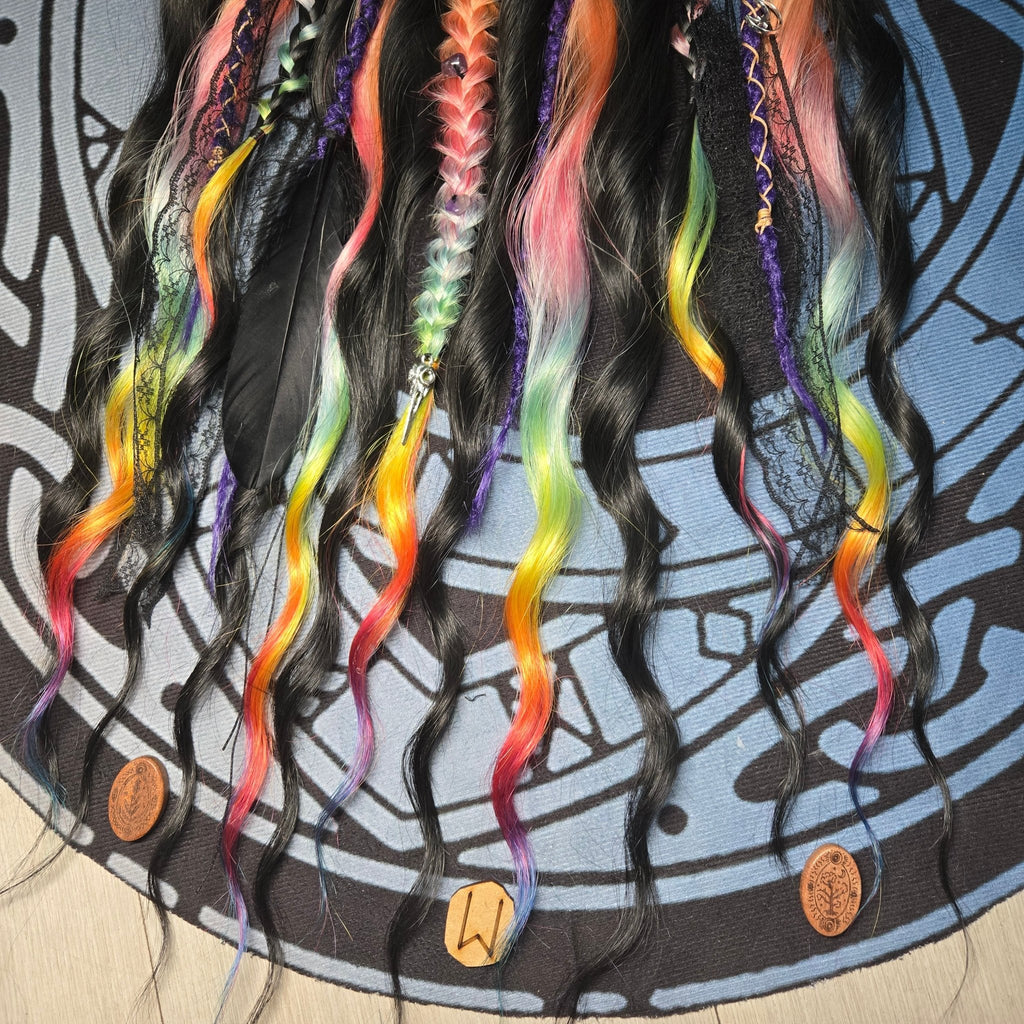 Amethyst Prism Wavy Dread Bobble 24 Inch Synthetic Hair Tie - Rockinredfox