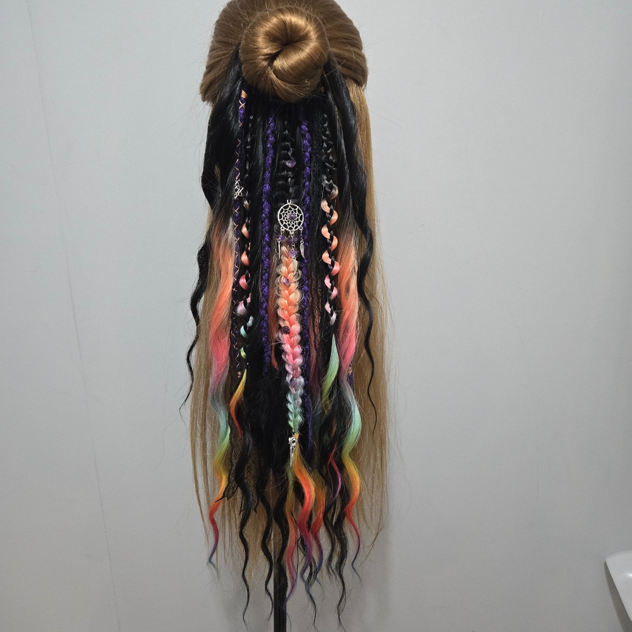 Amethyst Prism Wavy Dread Bobble 24 Inch Synthetic Hair Tie - Rockinredfox