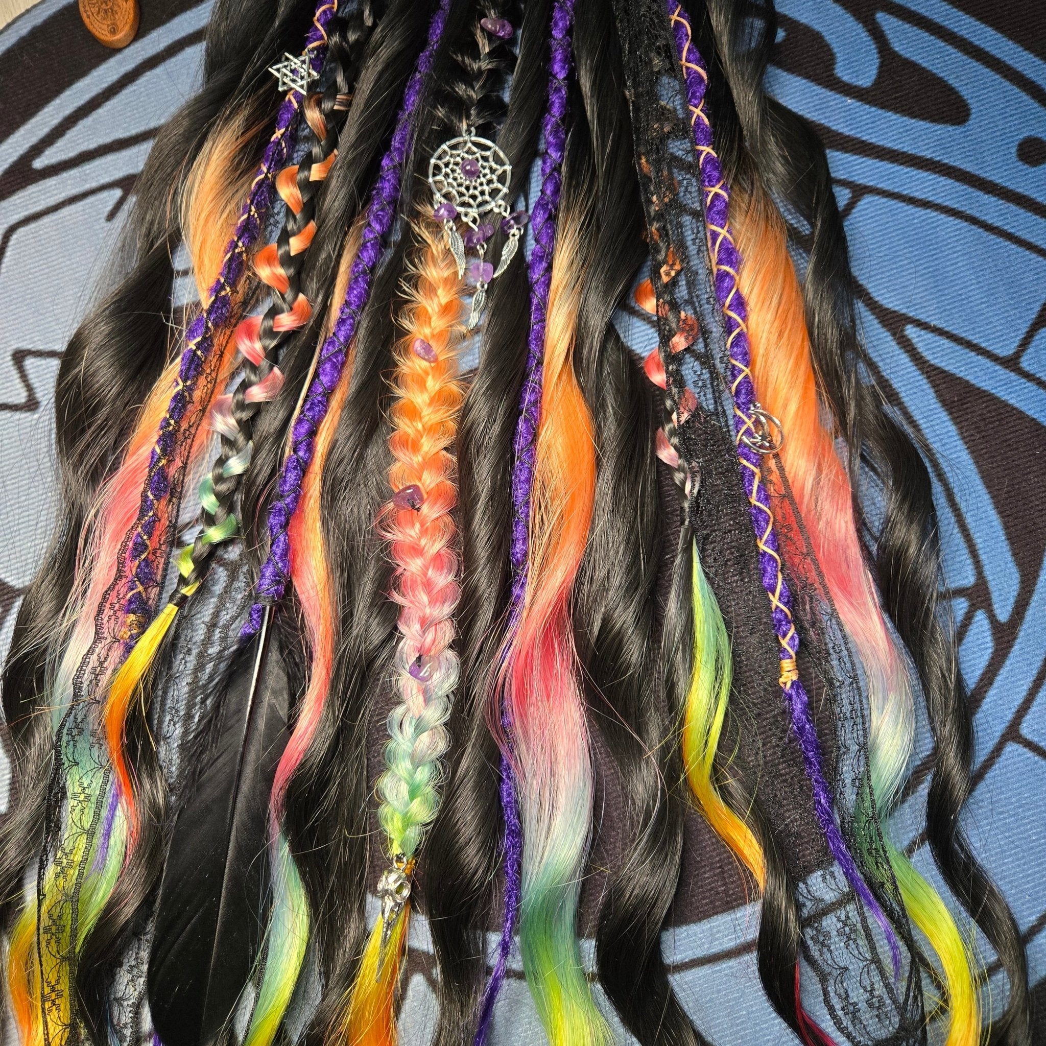 Amethyst Prism Wavy Dread Bobble 24 Inch Synthetic Hair Tie - Rockinredfox