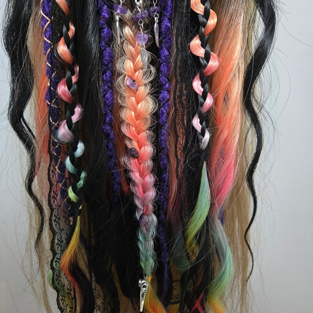 Amethyst Prism Wavy Dread Bobble 24 Inch Synthetic Hair Tie - Rockinredfox