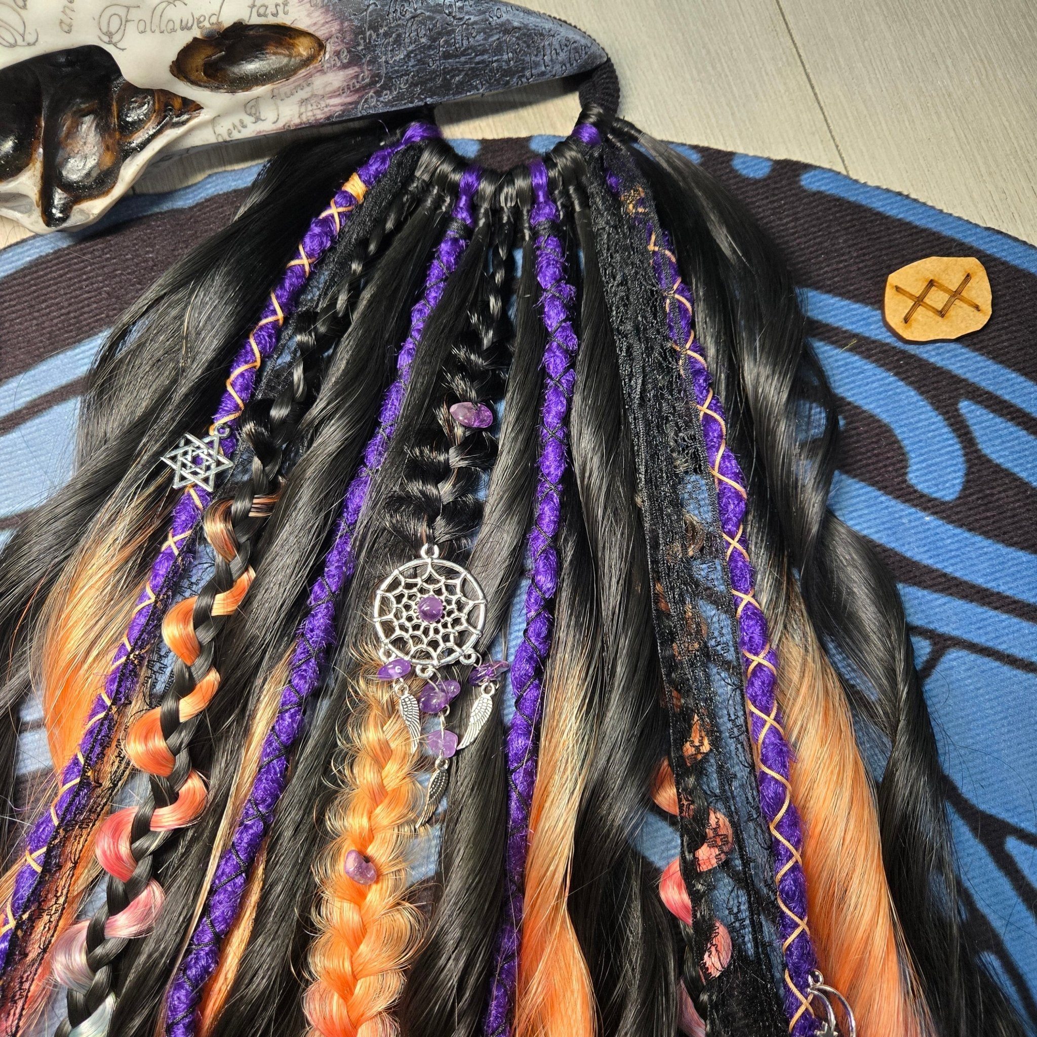 Amethyst Prism Wavy Dread Bobble 24 Inch Synthetic Hair Tie - Rockinredfox