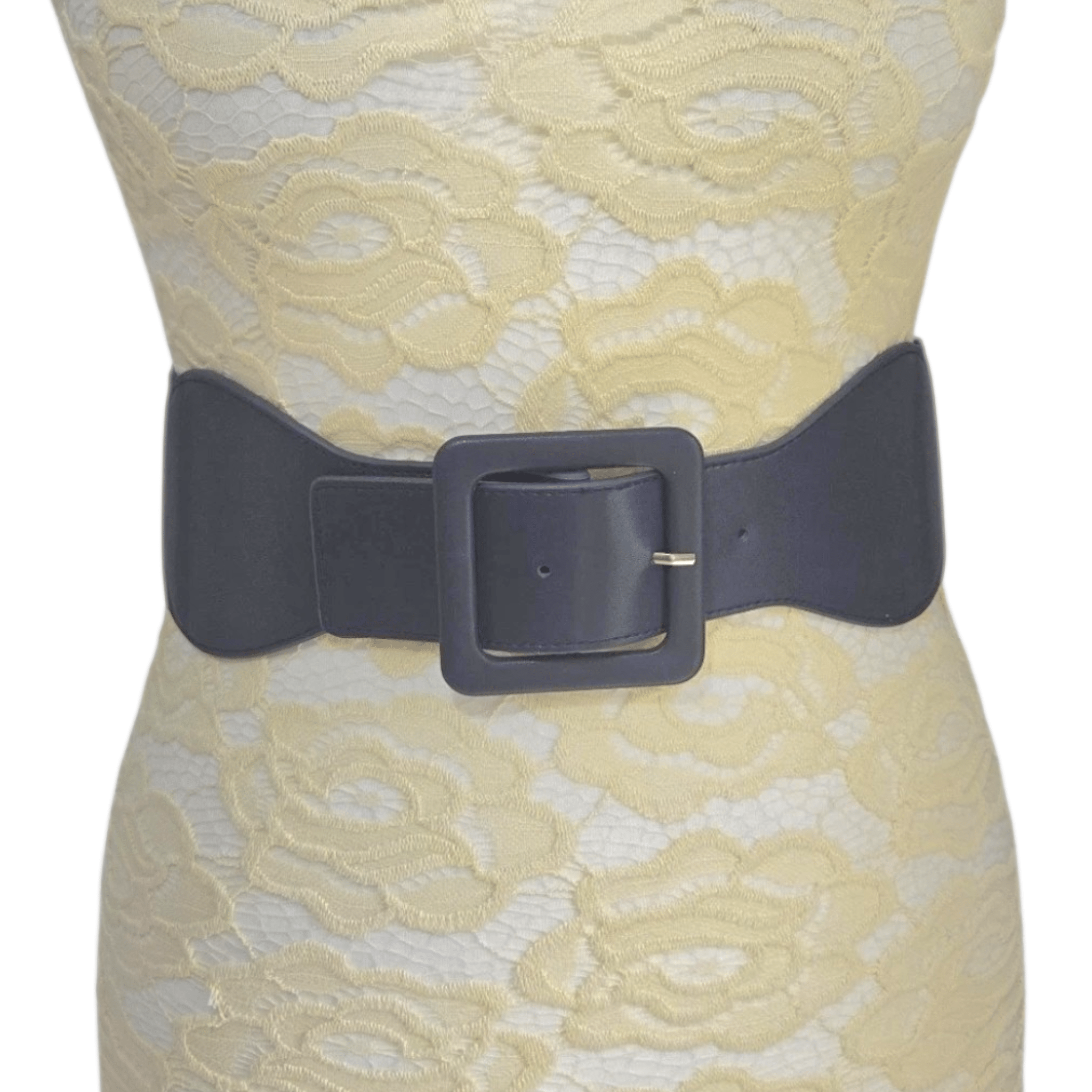Banned Navy Elasticated Waist Belt Wide Square Buckle - Rockinredfox