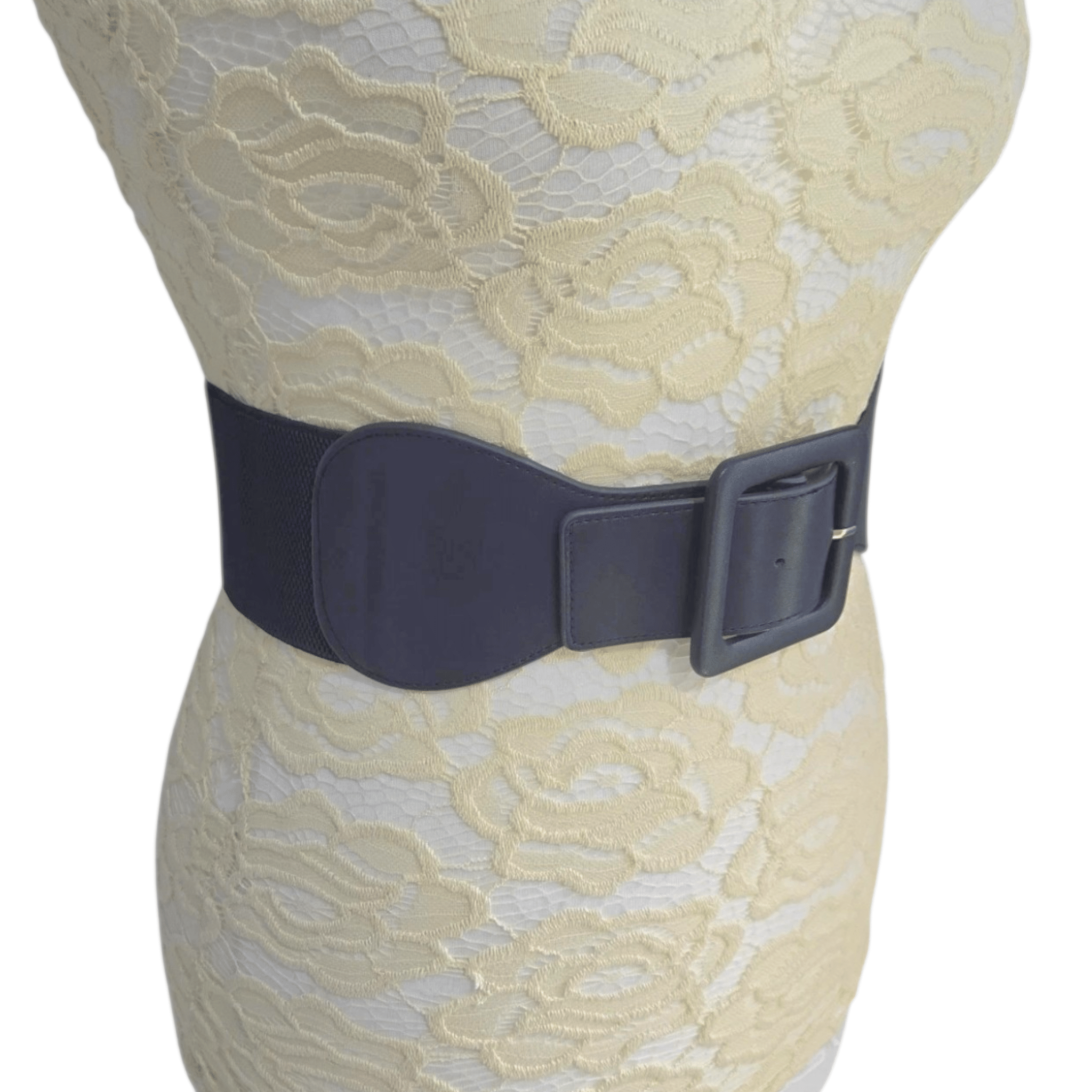 Banned Navy Elasticated Waist Belt Wide Square Buckle - Rockinredfox