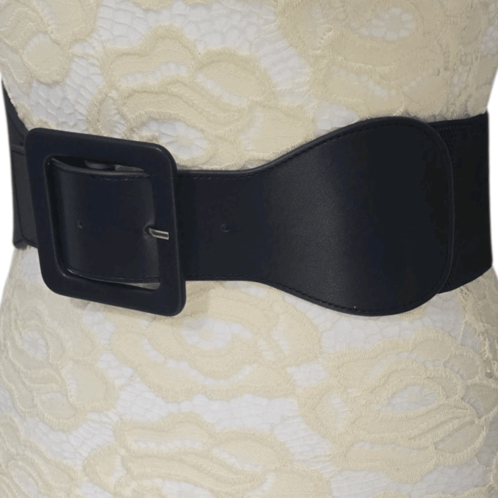 Banned Navy Elasticated Waist Belt Wide Square Buckle - Rockinredfox