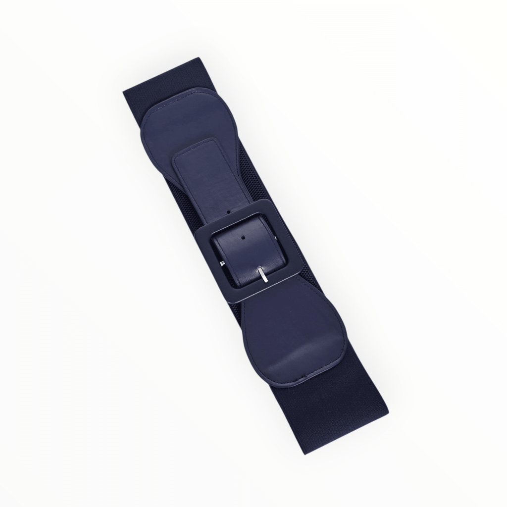 Banned Navy Elasticated Waist Belt Wide Square Buckle - Rockinredfox