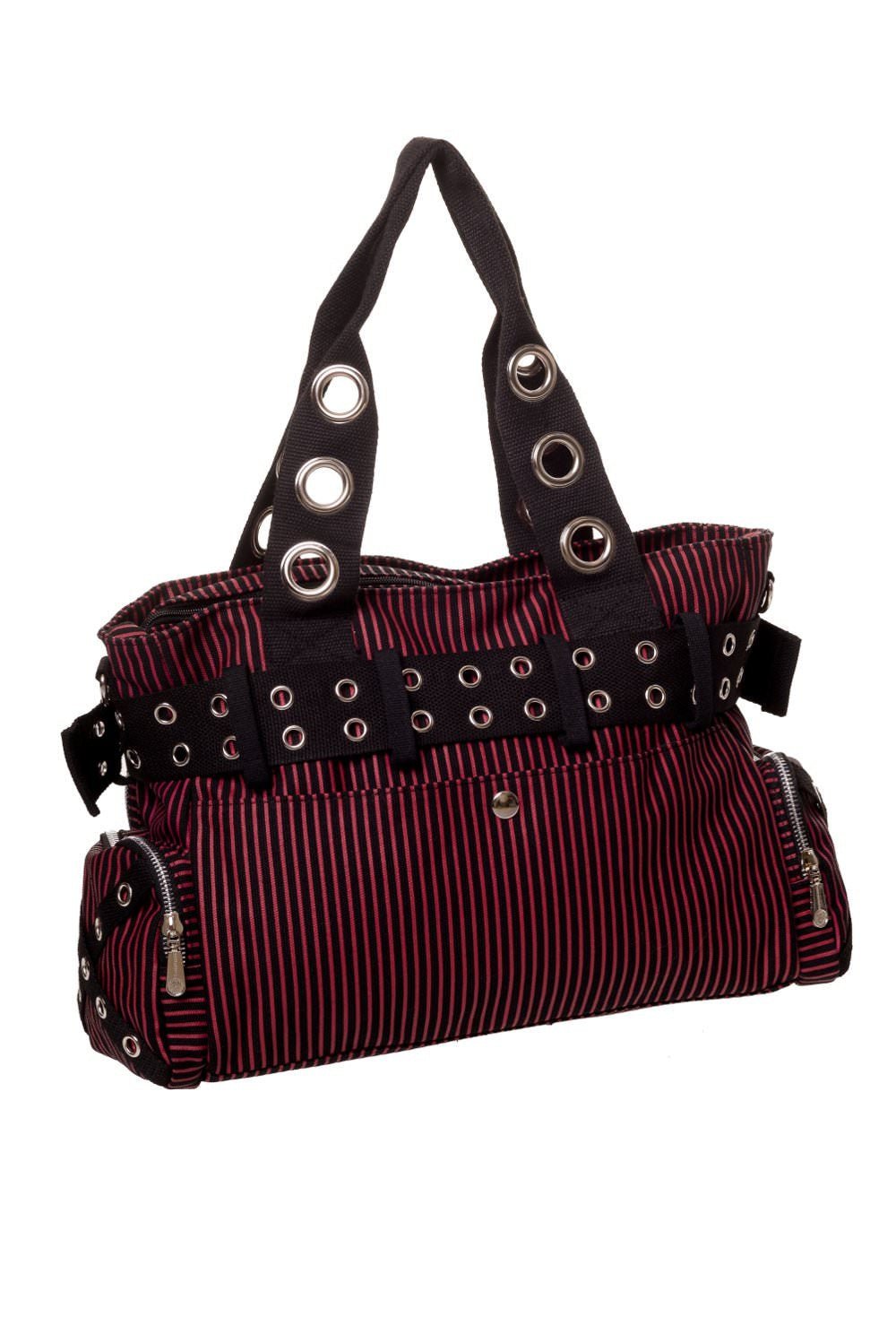 Banned Sweet Revenge Black & Red Striped Handbag - Rockinredfox