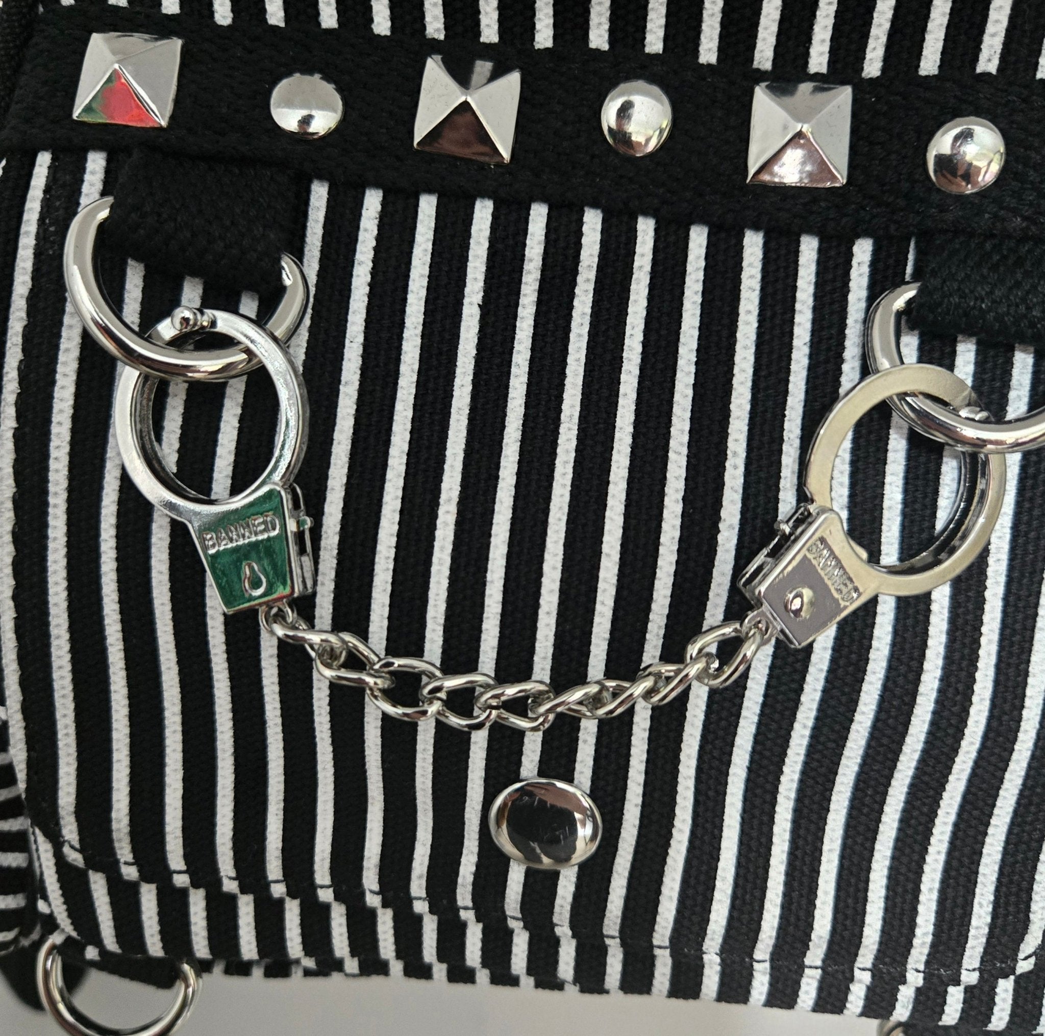 Banned Sweet Revenge Black & White Striped Handbag - Rockinredfox