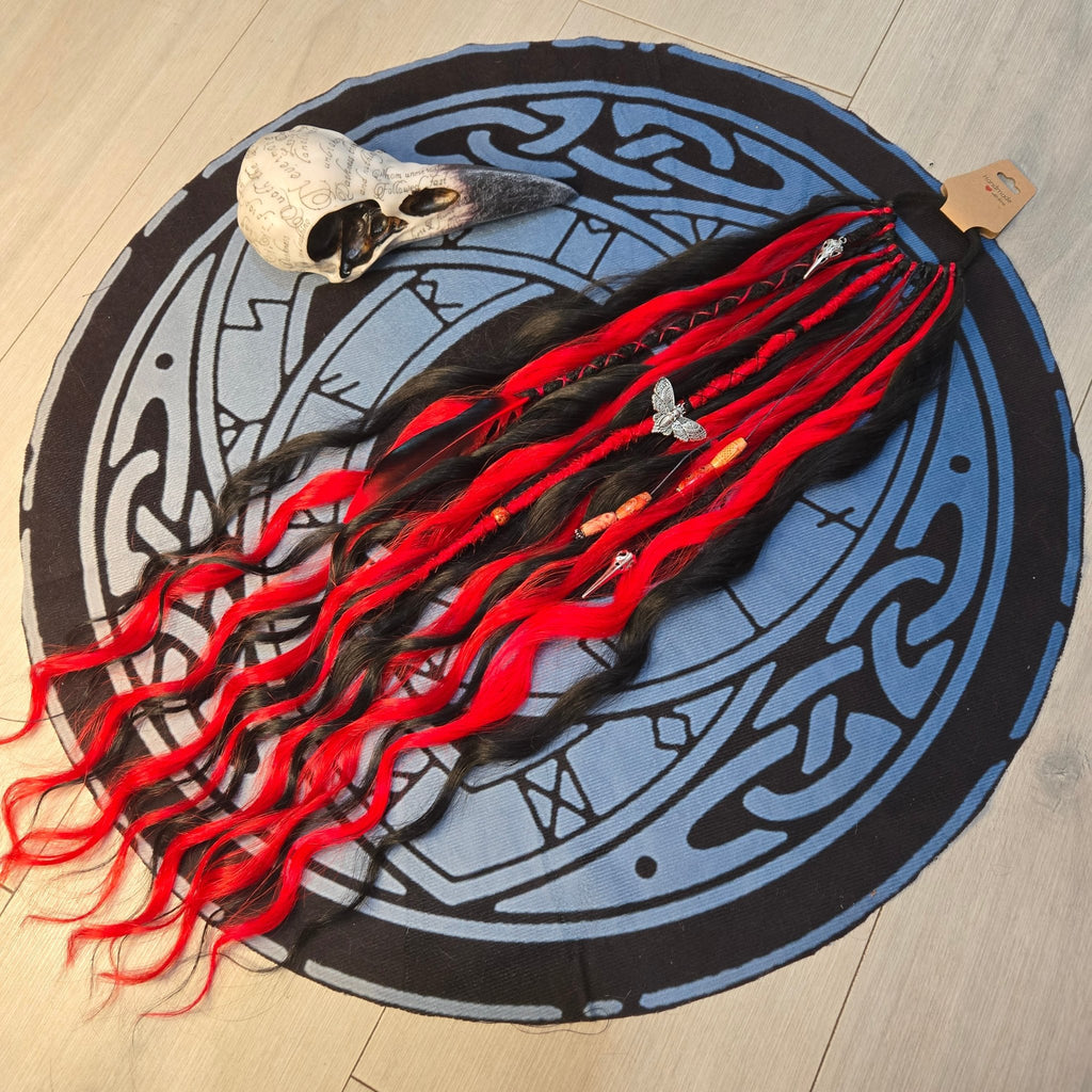 Black Flame Wavy Dread Bobble 24 Inch Synthetic Hair Tie - Rockinredfox