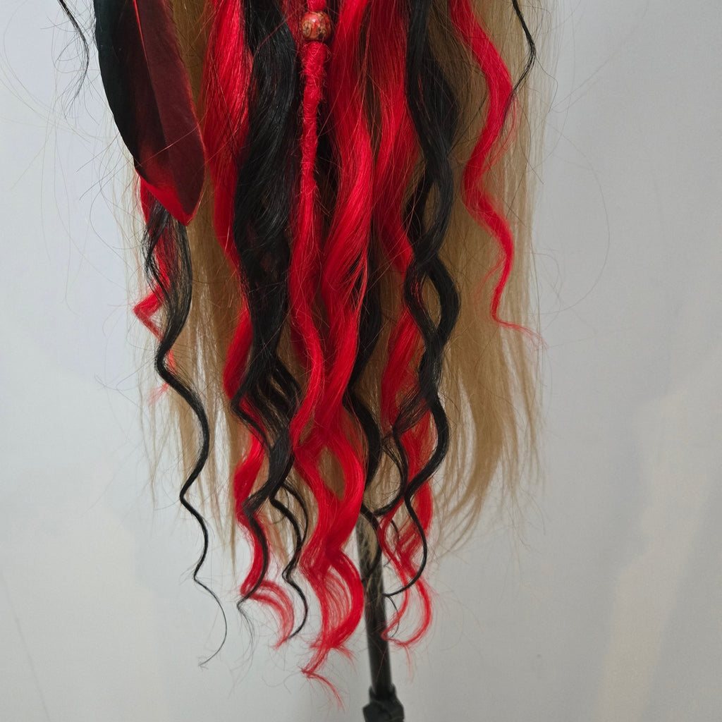 Black Flame Wavy Dread Bobble 24 Inch Synthetic Hair Tie - Rockinredfox
