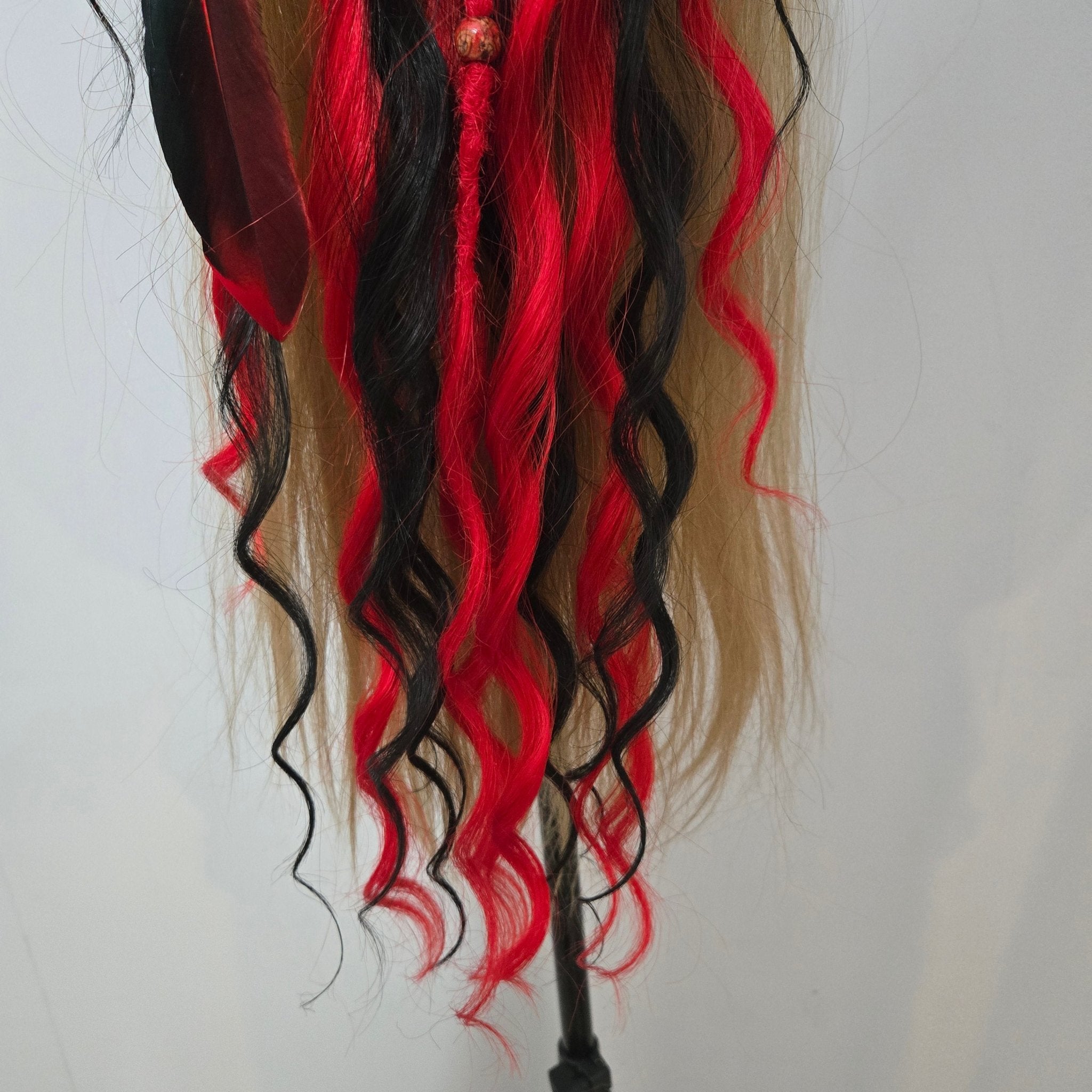 Black Flame Wavy Dread Bobble 24 Inch Synthetic Hair Tie - Rockinredfox