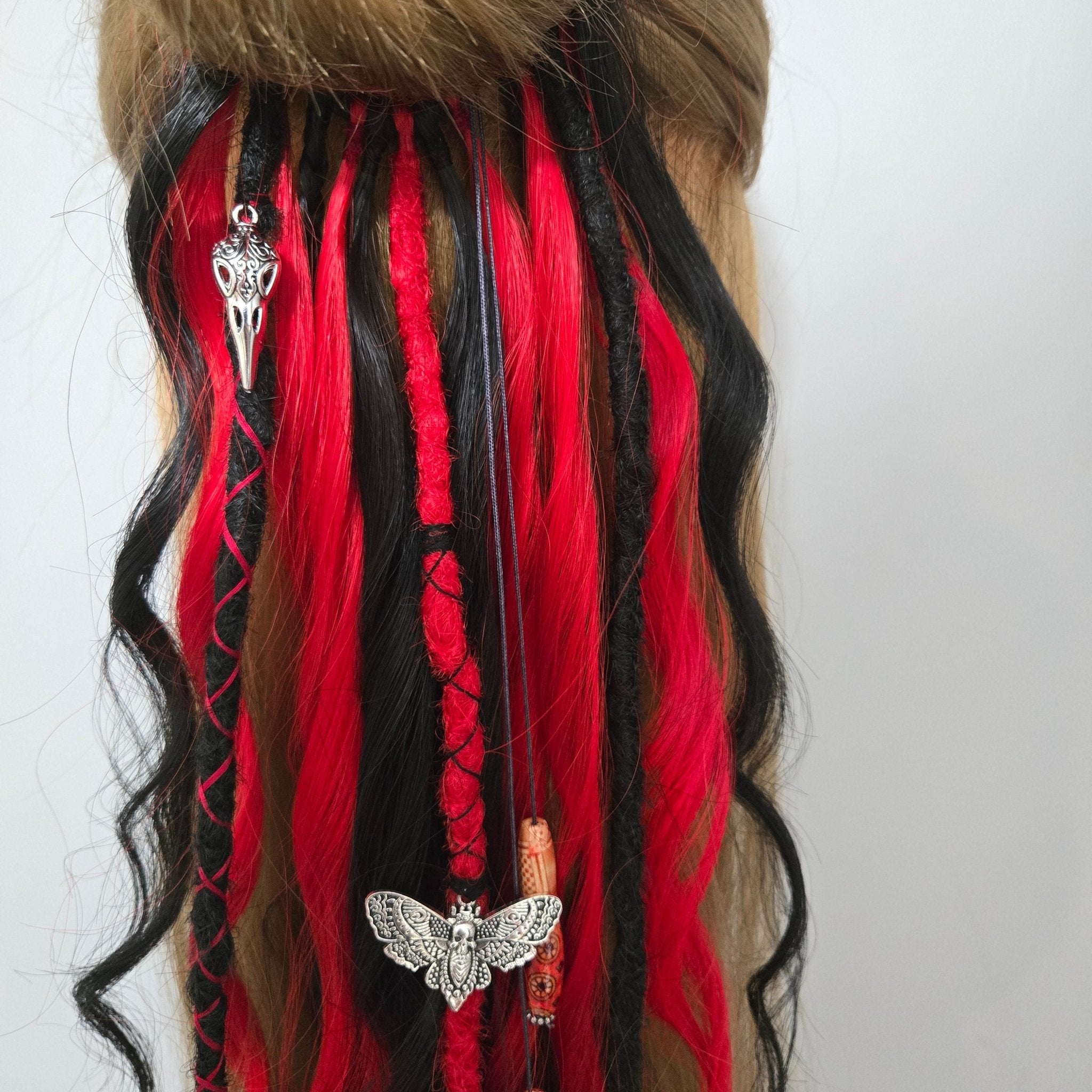 Black Flame Wavy Dread Bobble 24 Inch Synthetic Hair Tie - Rockinredfox