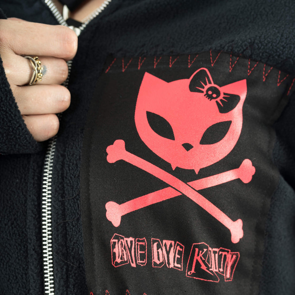 Bye Bye Kitty Trinity Hood – Black Gothic Cat Ear Hoodie | Alternative Zip Hood - Rockinredfox