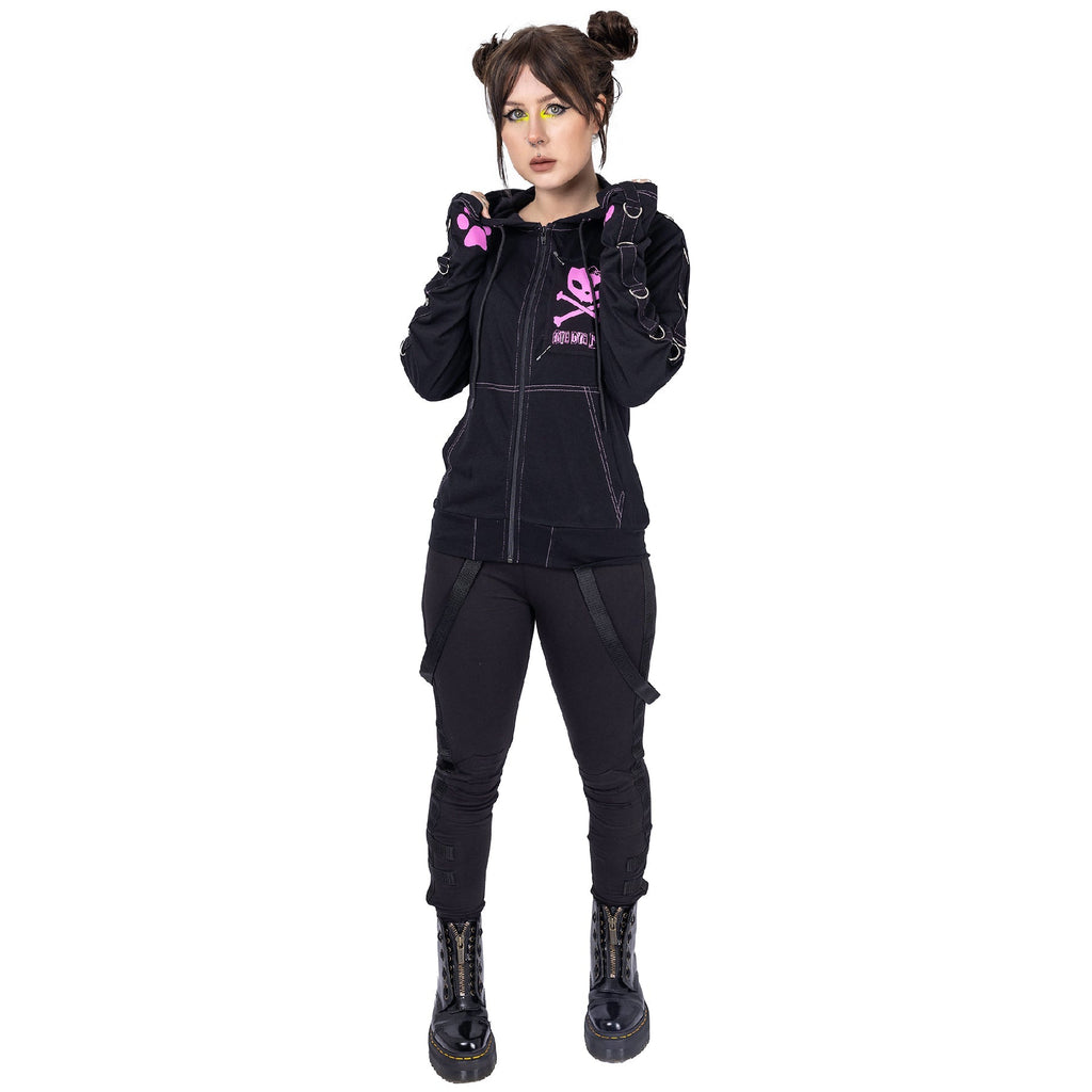 Bye Bye Kitty Void Hood Black Pink Gothic Cat Ear Hoodie Alternative Zip Up - Rockinredfox