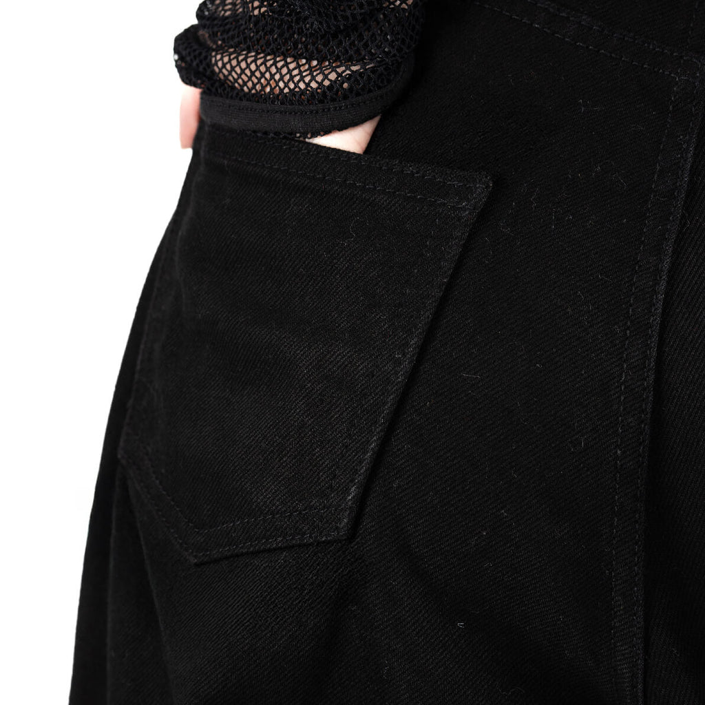 Chemical Black Carrie Jeans Black Wide Leg Ripped Gothic Grunge Alternative Unisex Trousers - Rockinredfox