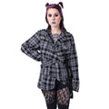 Chemical Black Cordelia Jacket Grey Check Gothic Harness Blazer Punk Grunge Alternative - Rockinredfox