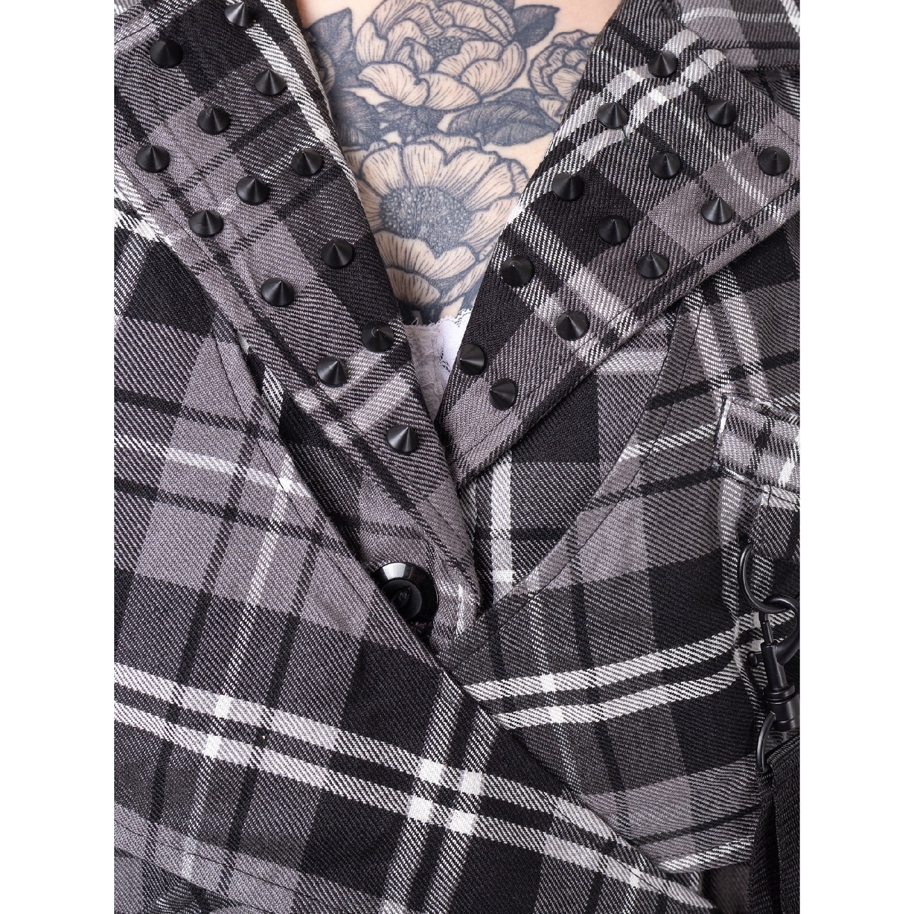 Chemical Black Cordelia Jacket Grey Check Gothic Harness Blazer Punk Grunge Alternative - Rockinredfox