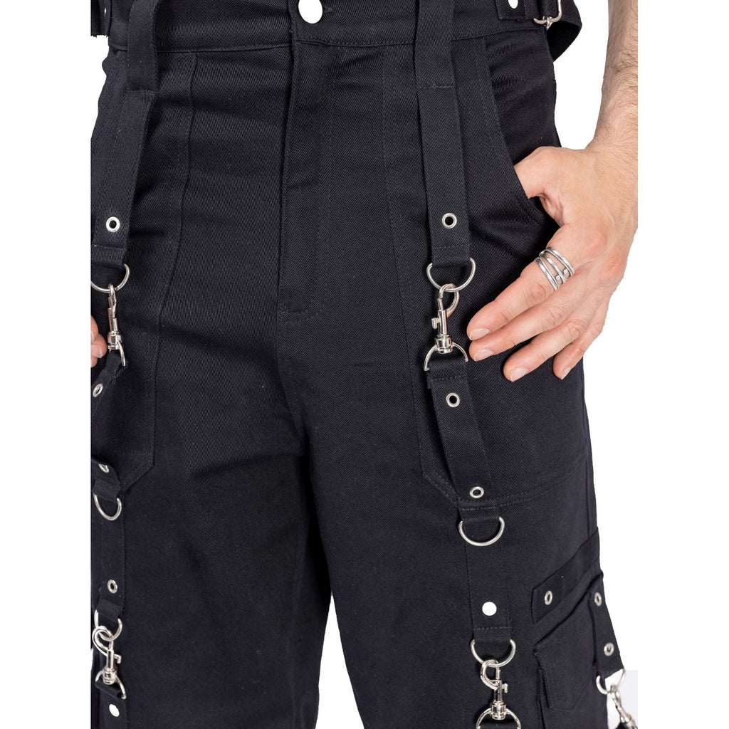 Chemical Black Mens Asante Pants – Black Gothic Zip - Off Cargo Trousers | Alternative Convertible Jorts - Rockinredfox