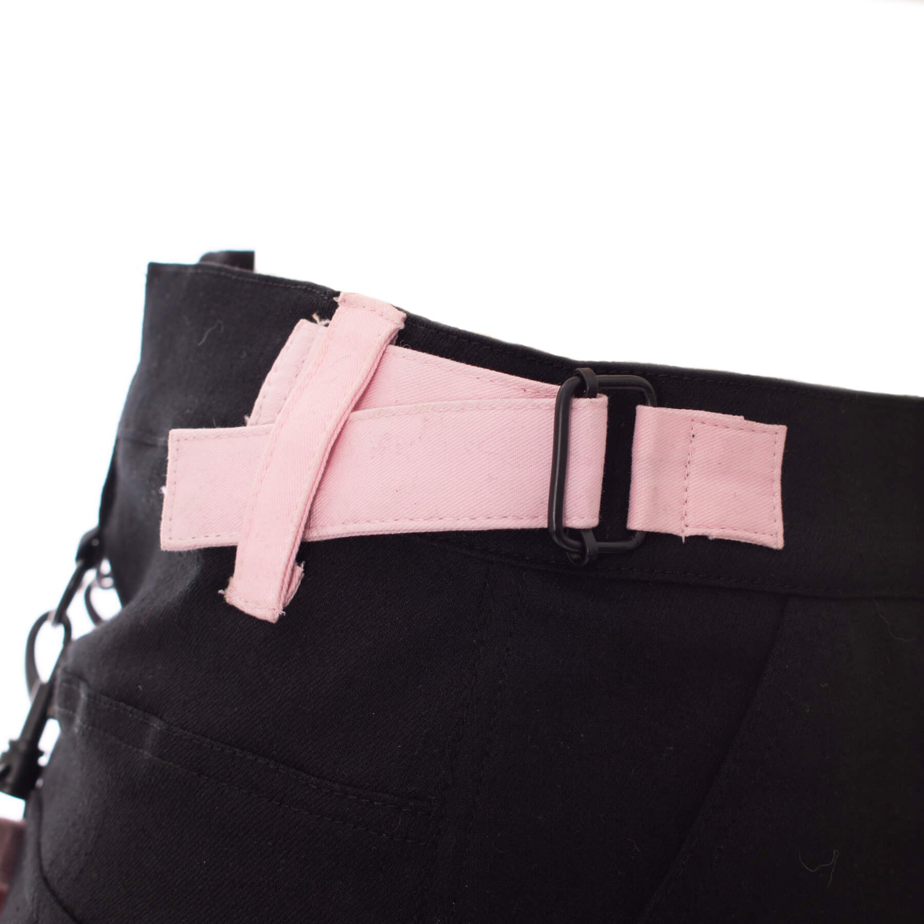 Chemical Black Veil & Void Skirt Black Pink | Gothic Split Mini Skirt with Straps & Hardware | RockinRedFox - Rockinredfox