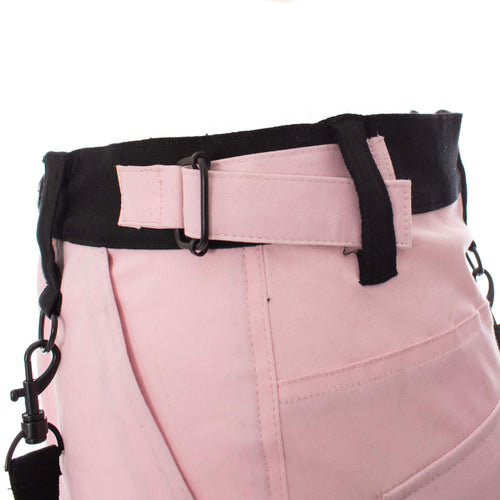 Chemical Black Veil & Void Skirt Black Pink | Gothic Split Mini Skirt with Straps & Hardware | RockinRedFox - Rockinredfox