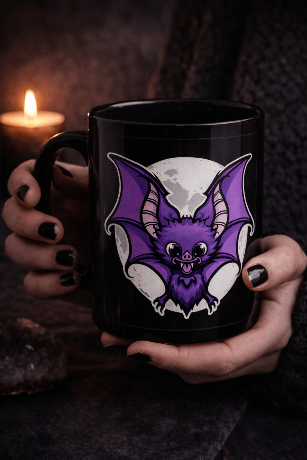 Crazy Bat Lady Mug – Cute Gothic Black Bat Coffee Cup - Rockinredfox
