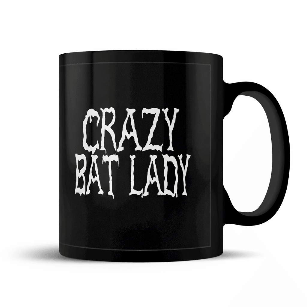Crazy Bat Lady Mug – Cute Gothic Black Bat Coffee Cup - Rockinredfox