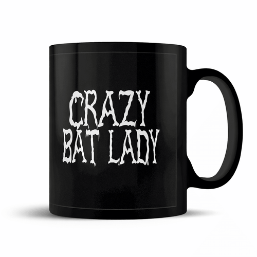 Crazy Bat Lady Mug – Cute Gothic Black Bat Coffee Cup - Rockinredfox