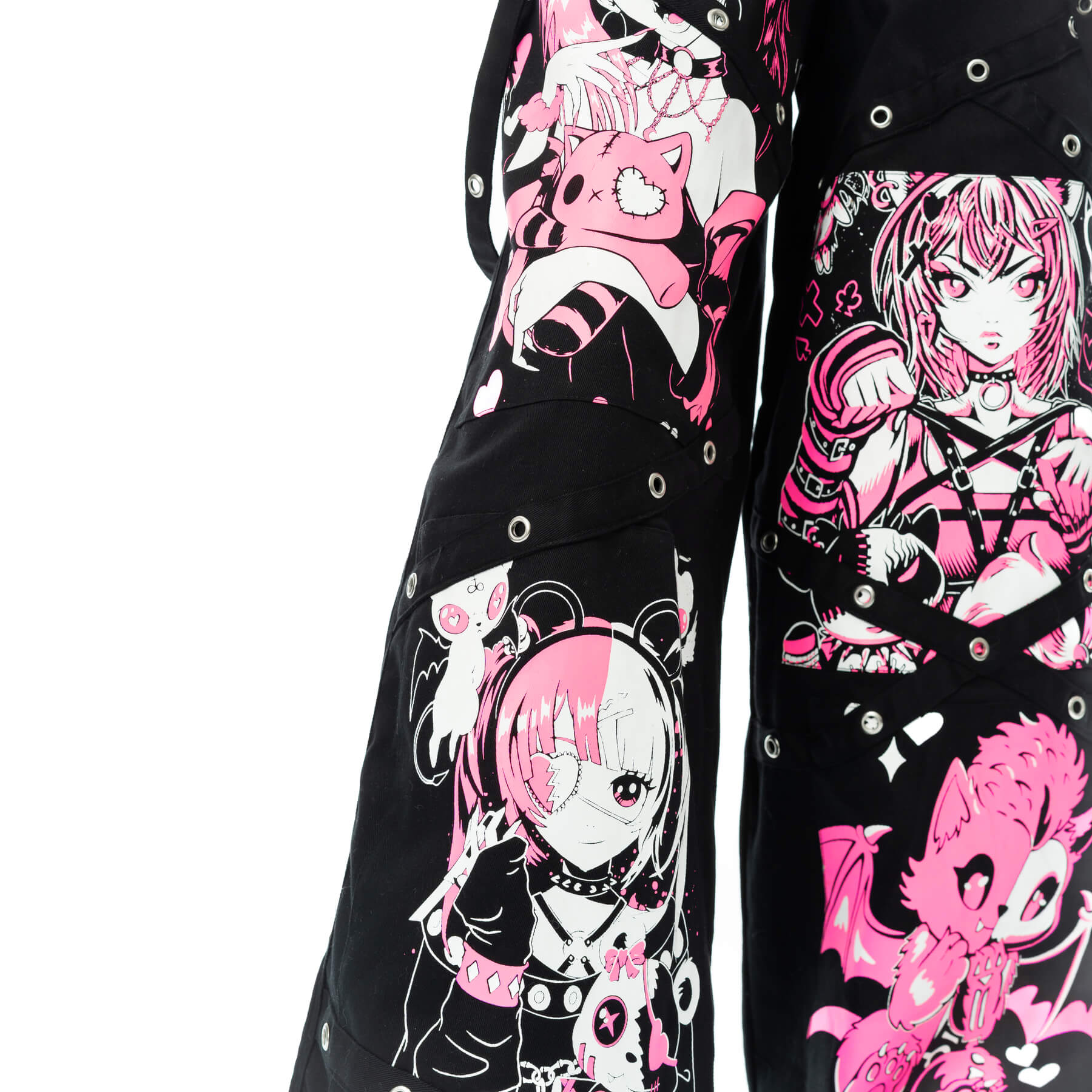 Cupcake Cult Dollhouse Detention Pants Black Kawaii Gothic Wide Leg Trousers - Rockinredfox