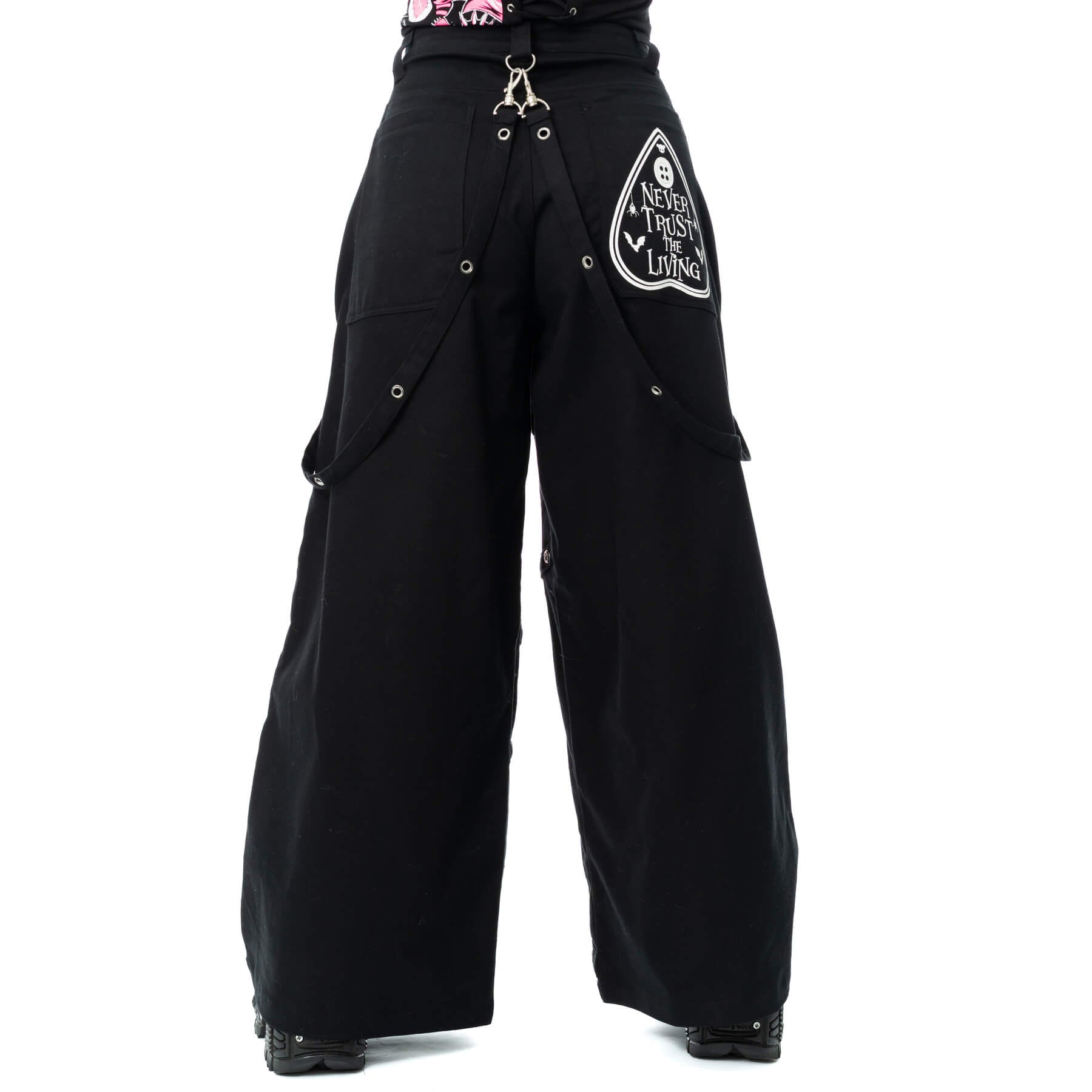 Cupcake Cult Dollhouse Detention Pants Black Kawaii Gothic Wide Leg Trousers - Rockinredfox