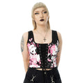Cupcake Cult Dollhouse Detention Top Black Gothic Kawaii Corset Lace Up Crop Top Alternative - Rockinredfox