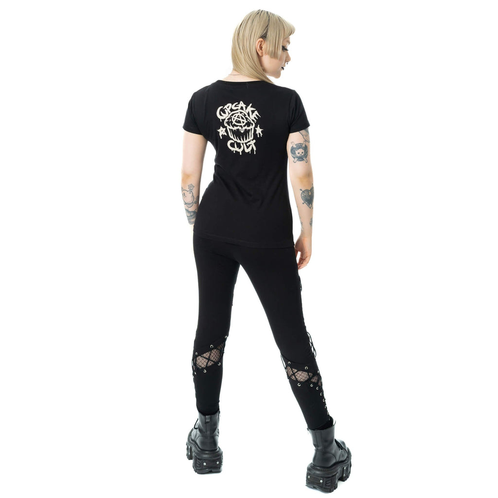 Cupcake Cult Moonlight T Shirt Black Gothic Cat Graphic Alternative Top - Rockinredfox