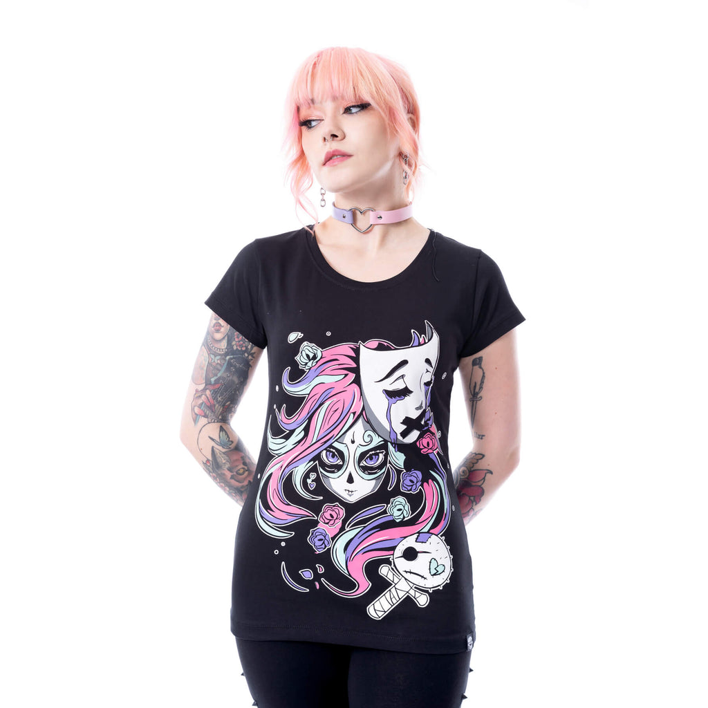 Cupcake Cult Silence Mask T Shirt Black | Gothic Kawaii Graphic Tee | Alternative Clothing | RockinRedFox - Rockinredfox