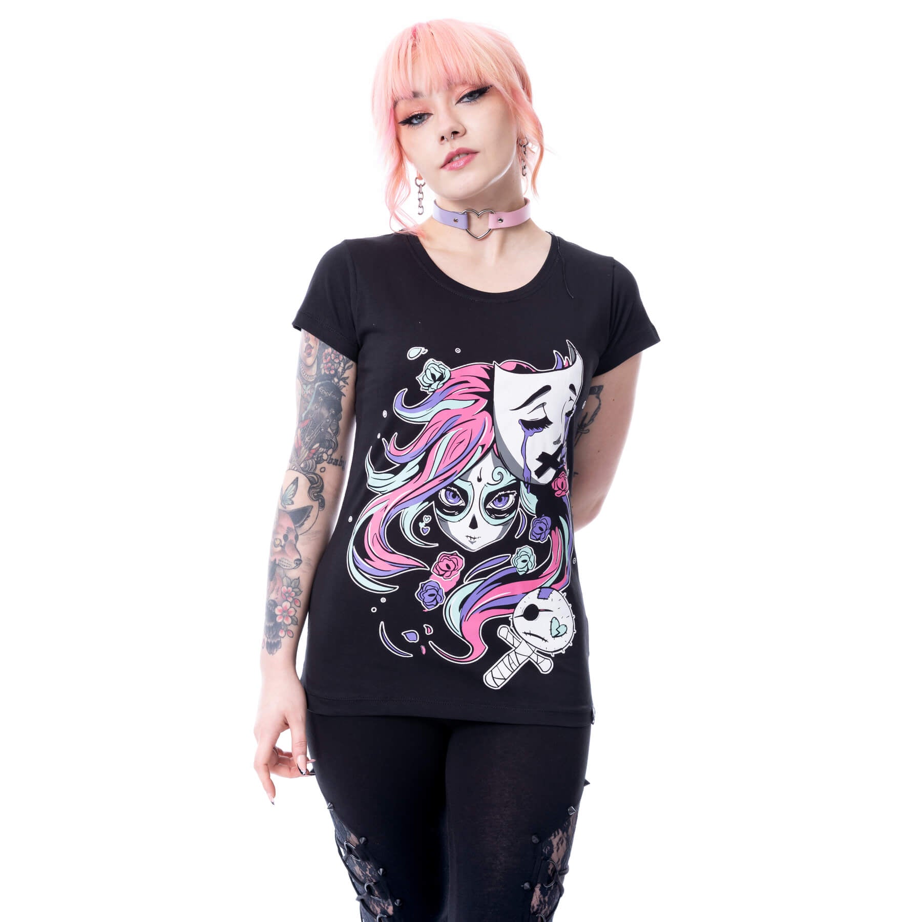 Cupcake Cult Silence Mask T Shirt Black | Gothic Kawaii Graphic Tee | Alternative Clothing | RockinRedFox - Rockinredfox