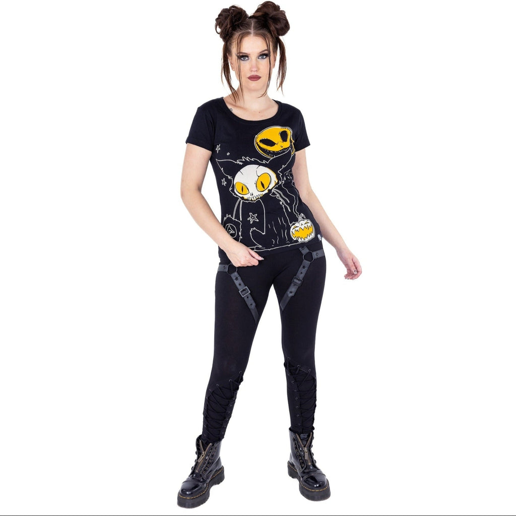 Cupcake Cult Spooky Cat T Shirt Black | Gothic Cute Tee | Alternative Clothing | RockinRedFox - Rockinredfox
