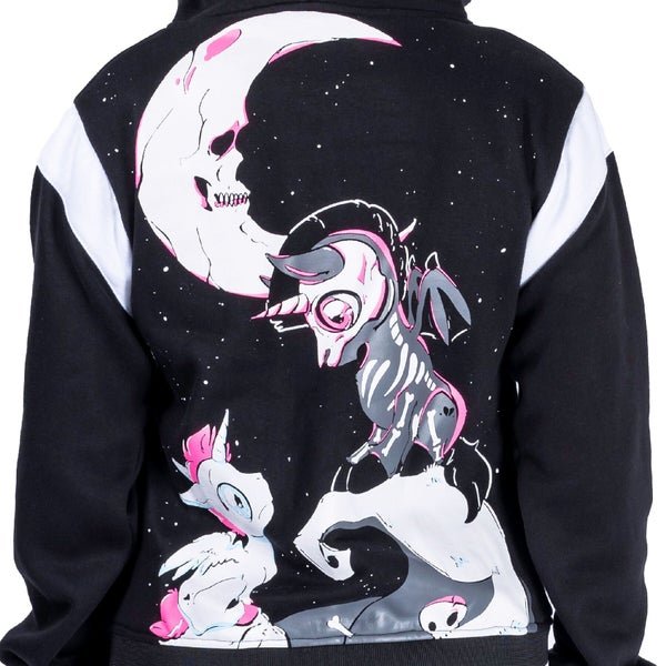 Cupcake Cult Under the Moon Varsity – Black Gothic Hoodie Jacket | Alternative Streetwear - Rockinredfox
