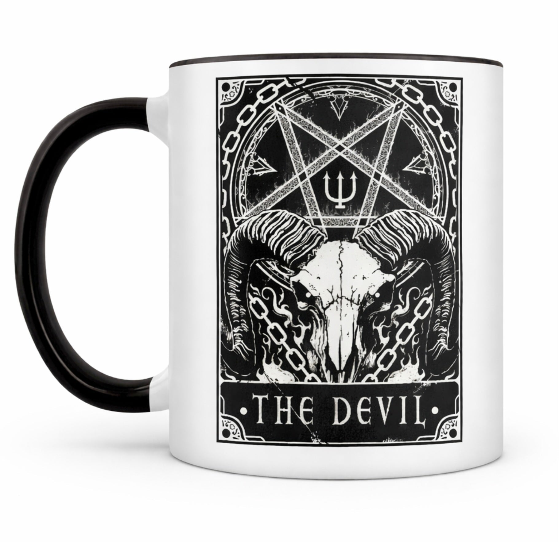 Deadly Tarot Devil Lovers Death Mug – Gothic 2 Tone Coffee Cup - Rockinredfox