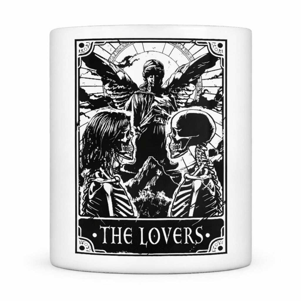 Deadly Tarot Devil Lovers Death Mug – Gothic 2 Tone Coffee Cup - Rockinredfox