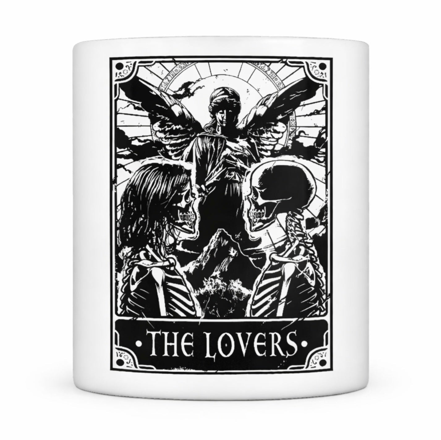 Deadly Tarot Devil Lovers Death Mug – Gothic 2 Tone Coffee Cup - Rockinredfox