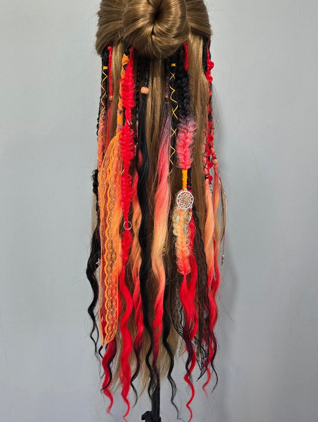 Fire Witch Clip In Dread Set 24 Inch Synthetic Hair Extensions - Rockinredfox