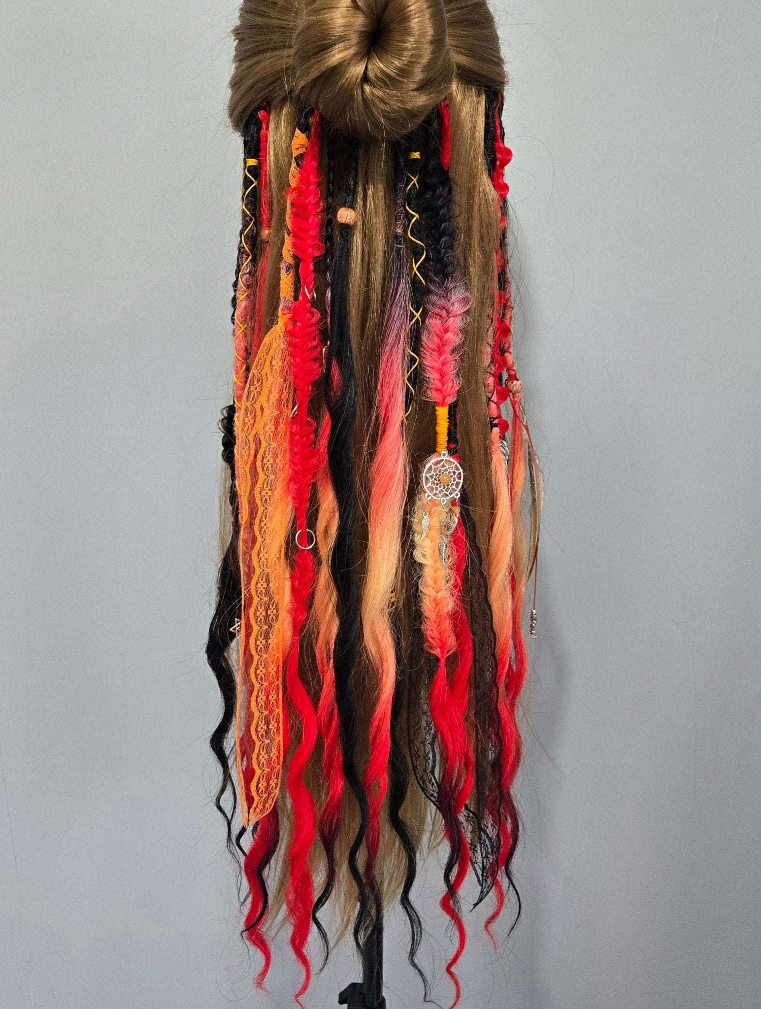 Fire Witch Clip In Dread Set 24 Inch Synthetic Hair Extensions - Rockinredfox