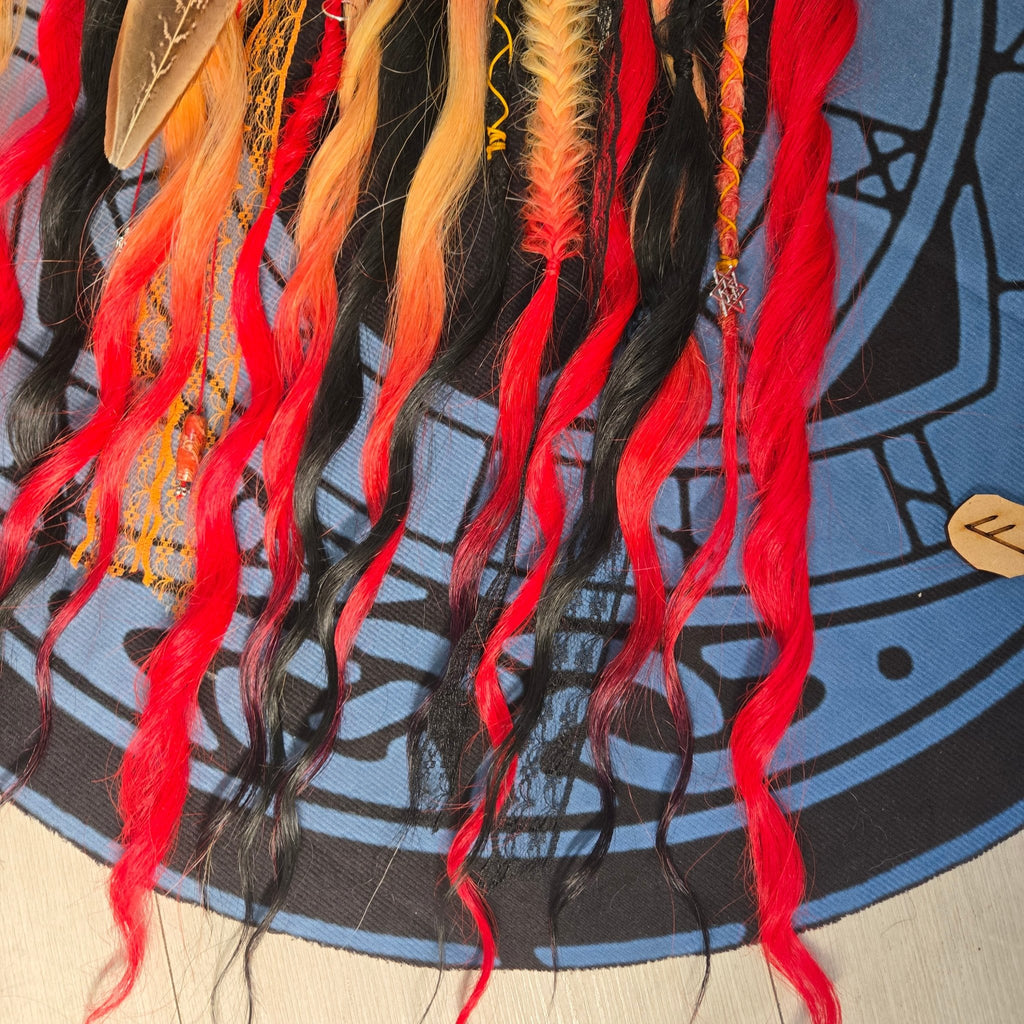 Fire Witch Clip In Dread Set 24 Inch Synthetic Hair Extensions - Rockinredfox