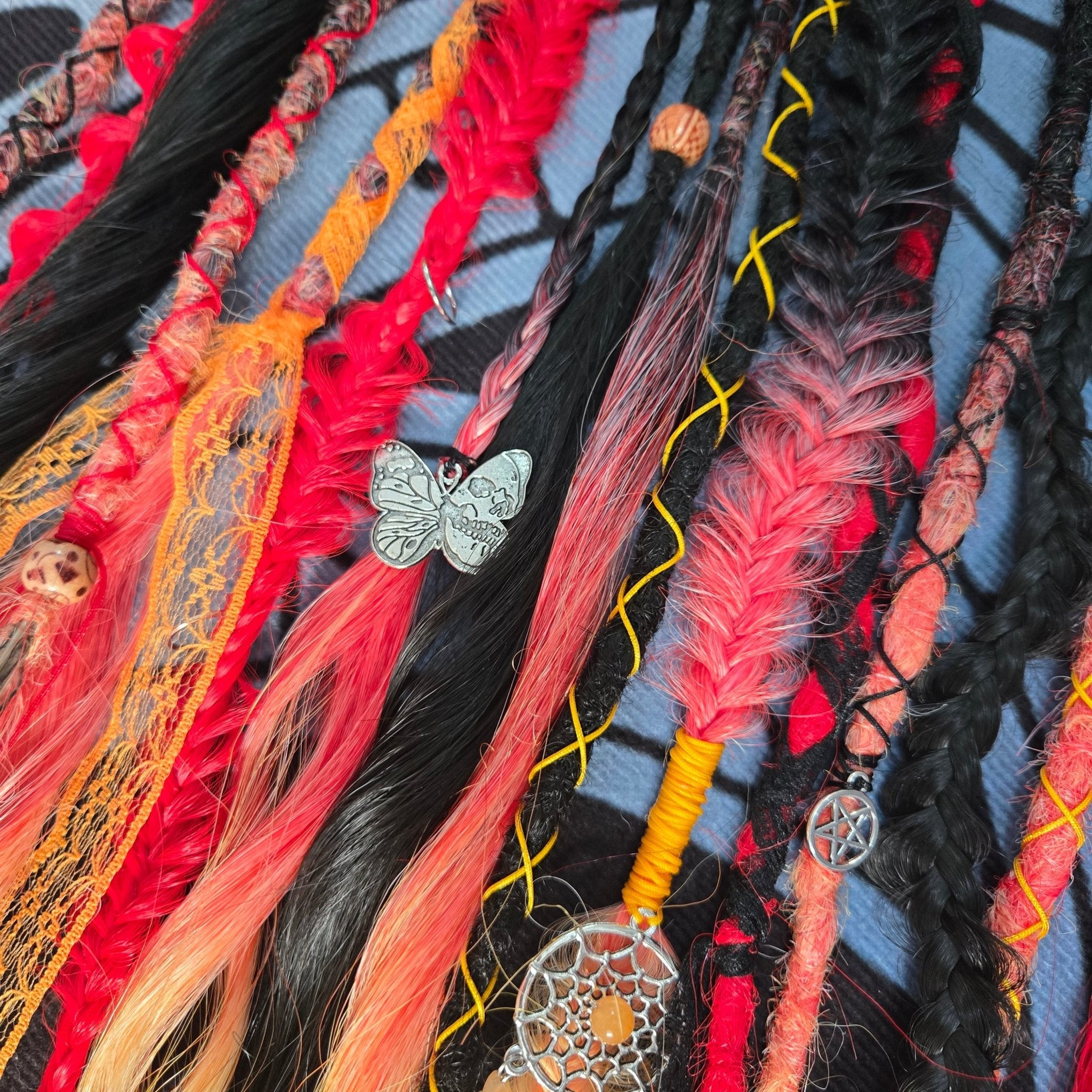 Fire Witch Clip In Dread Set 24 Inch Synthetic Hair Extensions - Rockinredfox