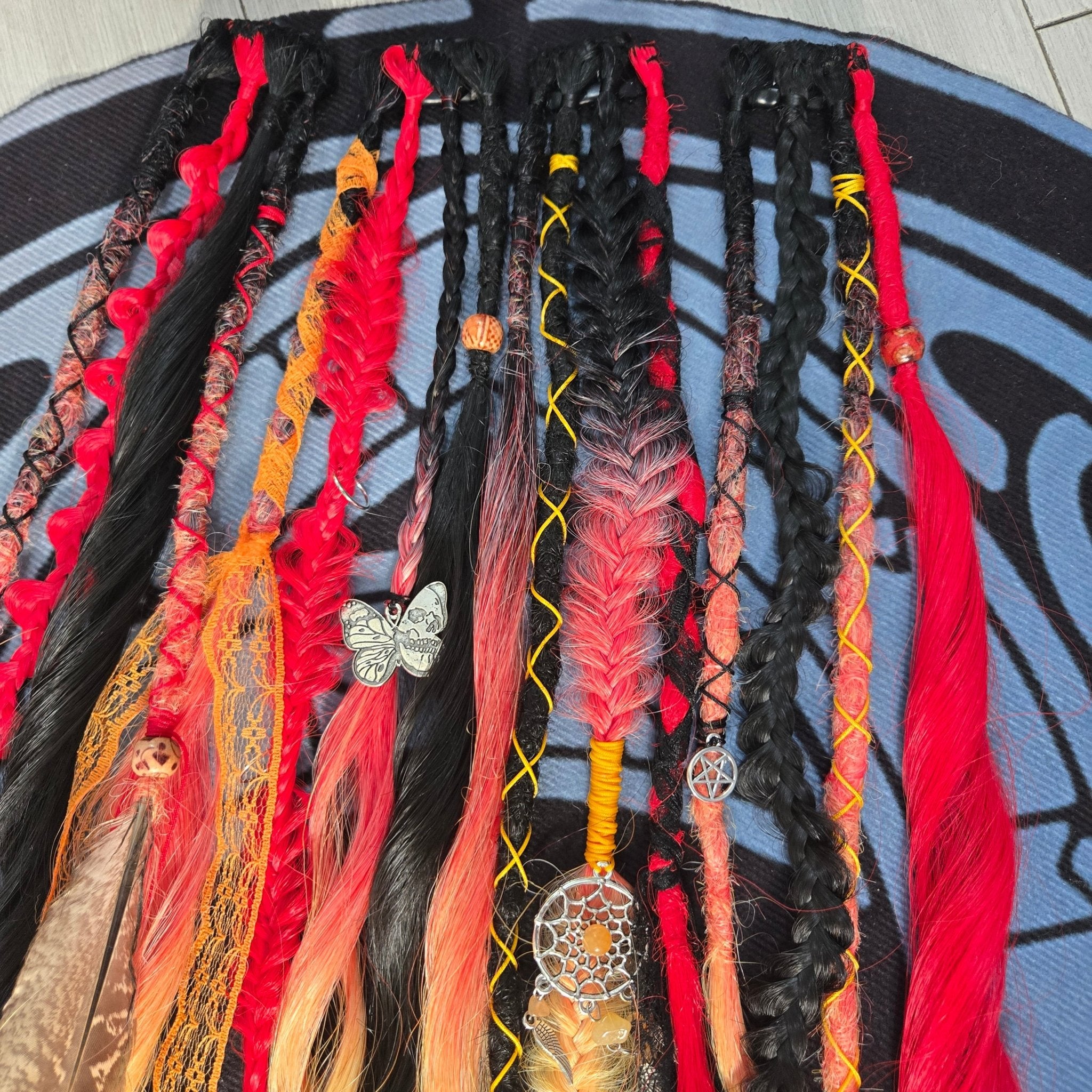 Fire Witch Clip In Dread Set 24 Inch Synthetic Hair Extensions - Rockinredfox