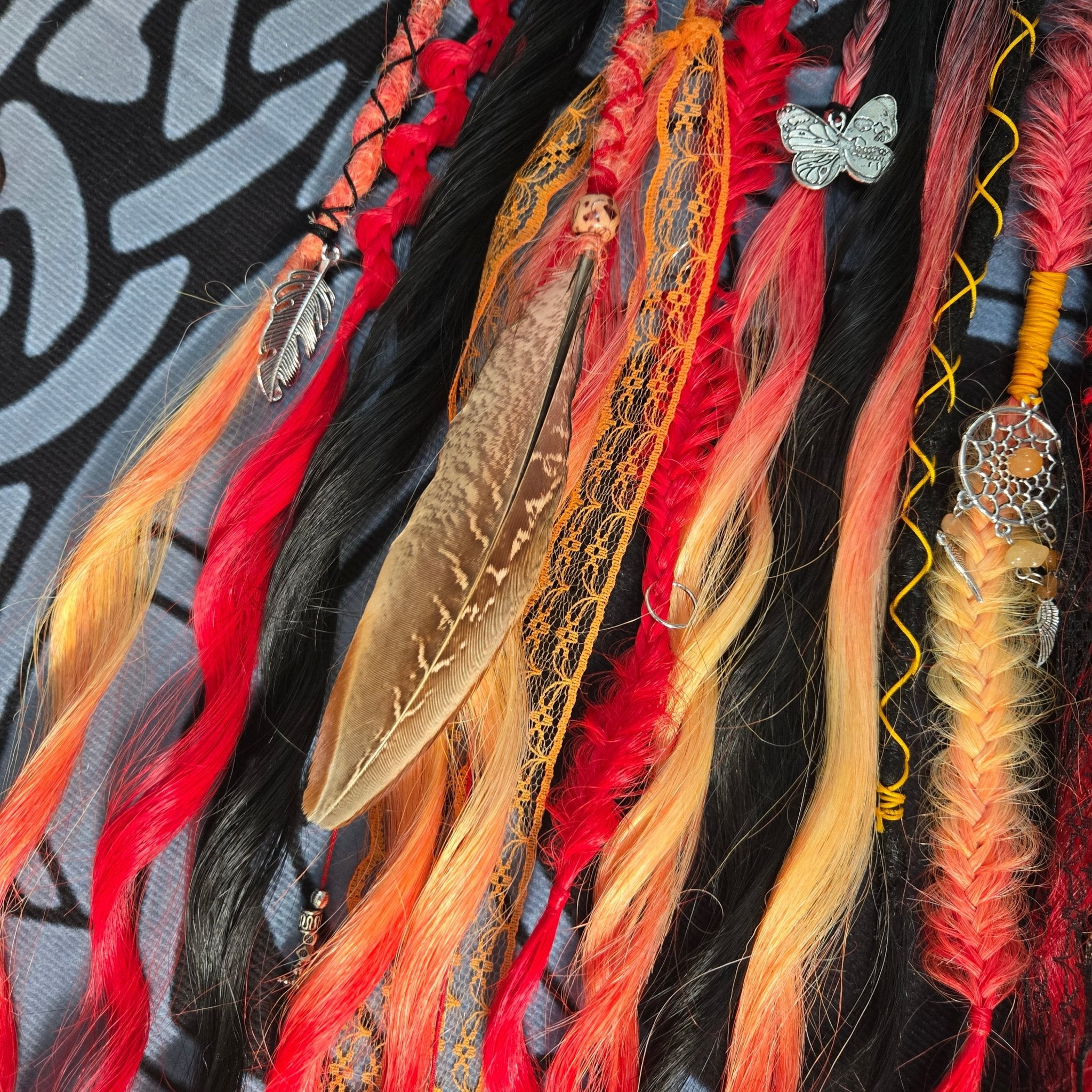 Fire Witch Clip In Dread Set 24 Inch Synthetic Hair Extensions - Rockinredfox