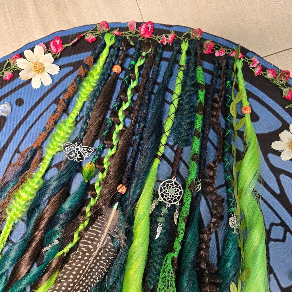 Forest Witch Clip In Dread Set 24 Inch Synthetic Hair Extensions - Rockinredfox