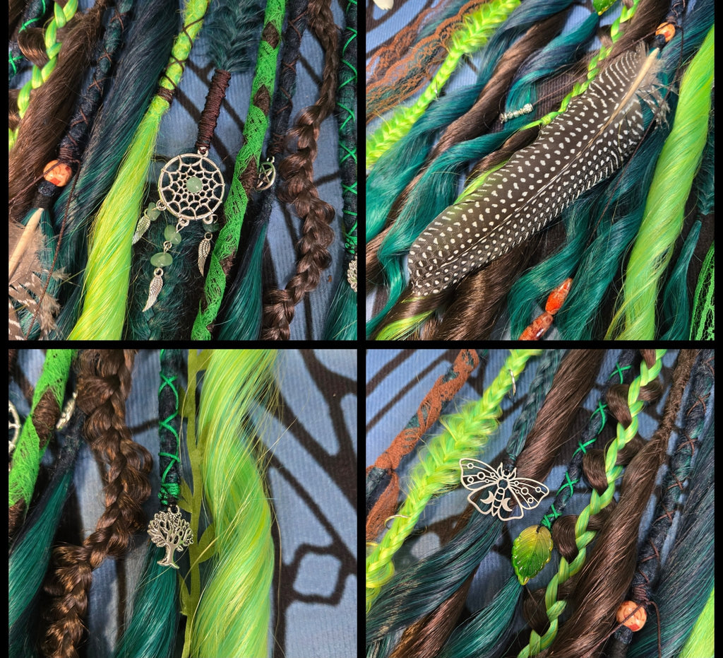 Forest Witch Clip In Dread Set 24 Inch Synthetic Hair Extensions - Rockinredfox