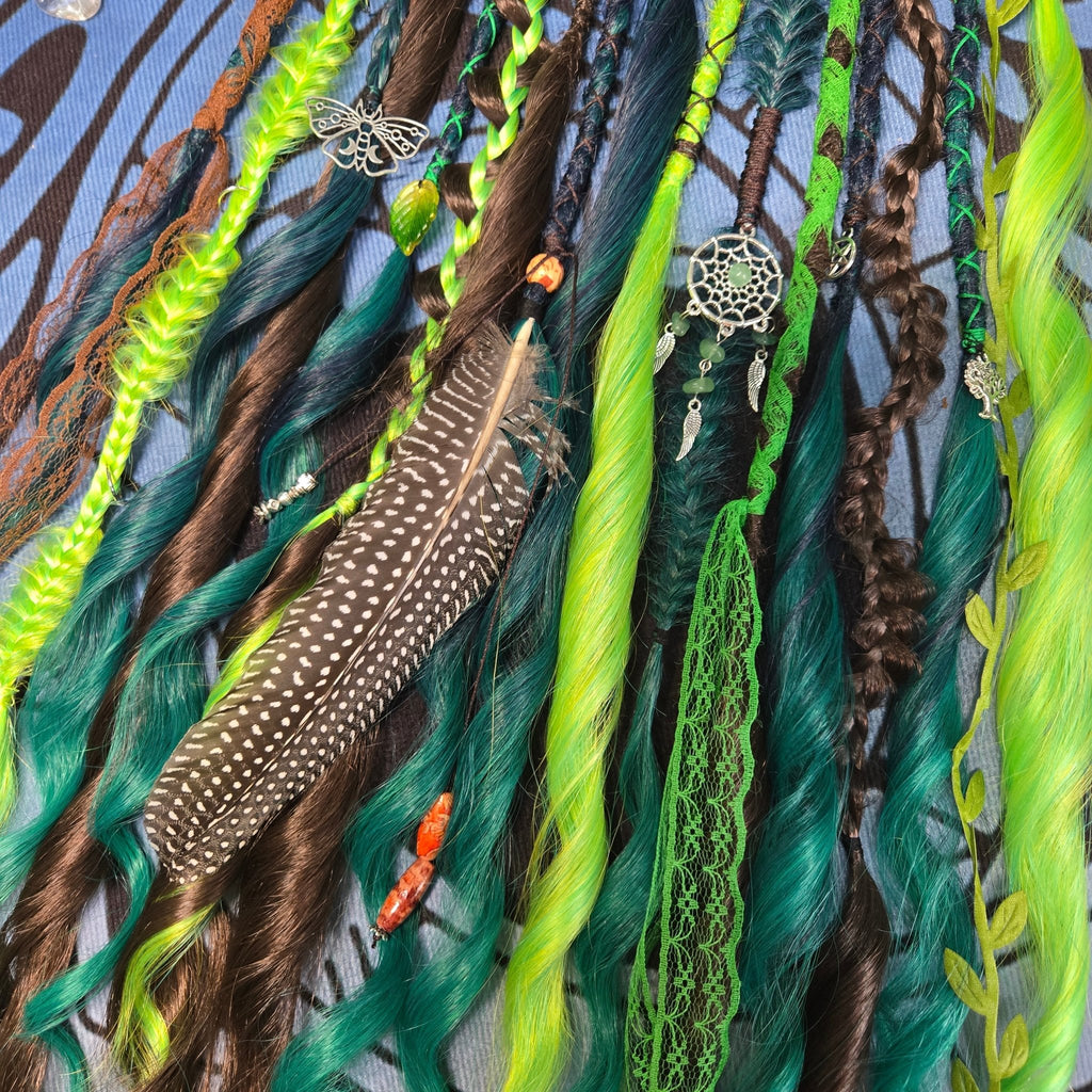 Forest Witch Clip In Dread Set 24 Inch Synthetic Hair Extensions - Rockinredfox