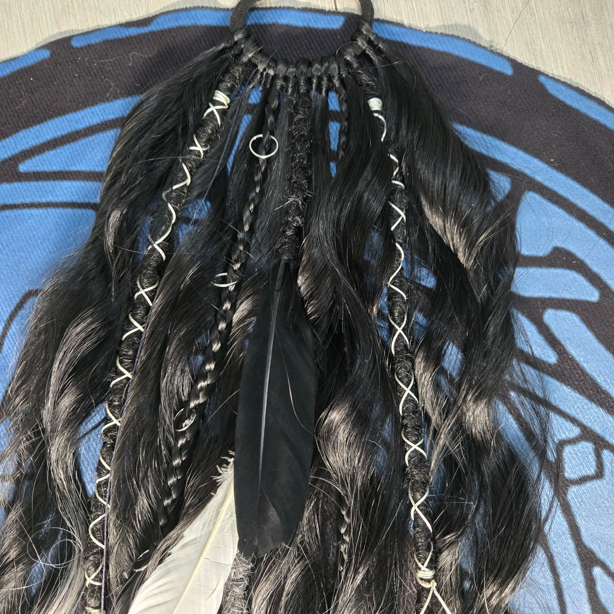 Frost Raven Wavy Dread Bobble 24 Inch Synthetic Hair Tie - Rockinredfox