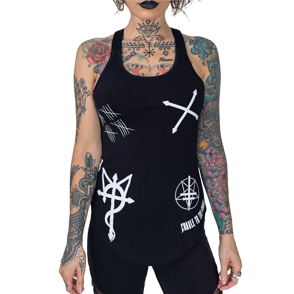 Heartless Craft Top – Black Gothic Racerback Vest | Alternative Symbol Tank Top - Rockinredfox