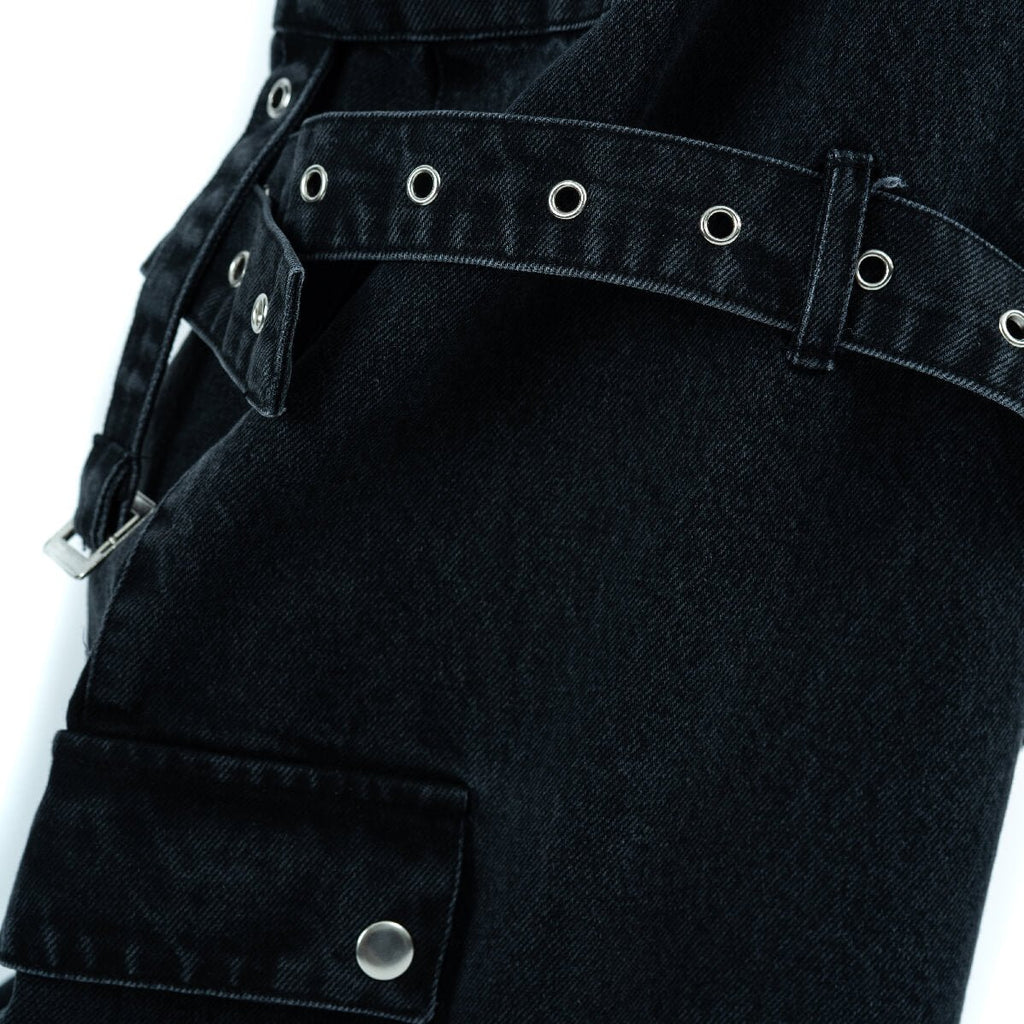 Heartless Evora Pants – Black Stonewash Gothic Cargo Pants | Alternative Streetwear - Rockinredfox
