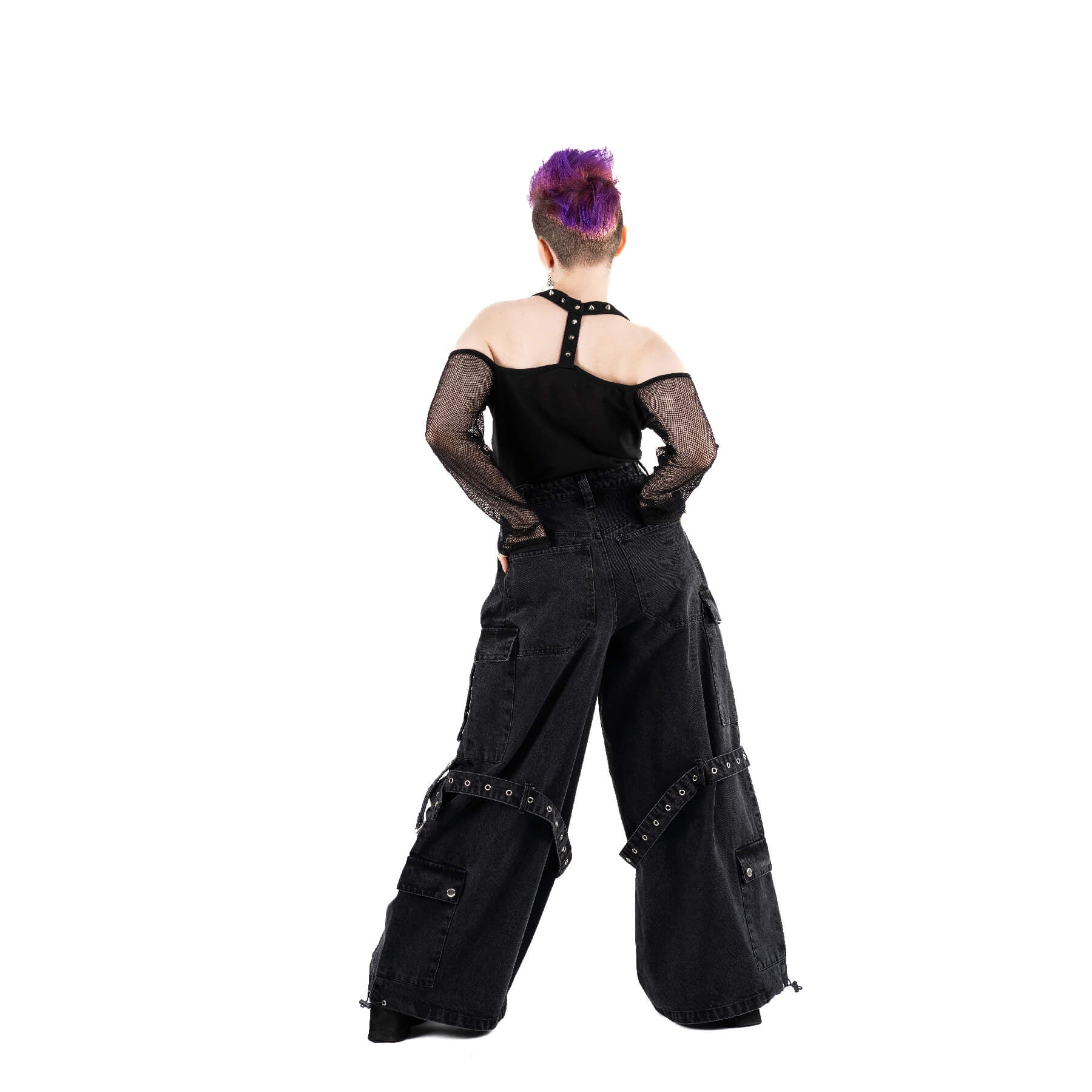 Heartless Evora Pants – Black Stonewash Gothic Cargo Pants | Alternative Streetwear - Rockinredfox